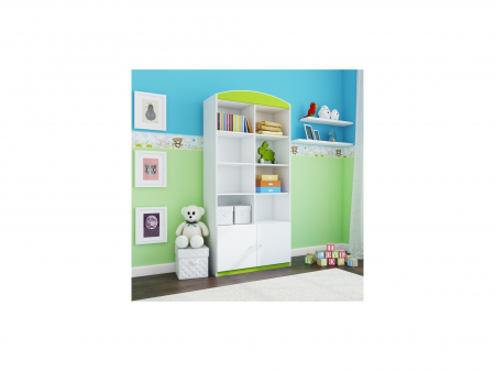 Raft carti copii dublu Babydream MDF alb/verde/roz/albastru, 180,5x90 cm [6]