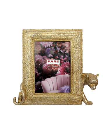 Produse - Ramă Foto Leopard 27,5x4,5x22,5 cm, Rășină Poliesterică Auriu-Argintiu - Kare Design