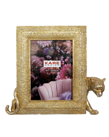 Decoratiuni - Ramă Foto Leopard 28,5x4,5x25 cm, Rășină Auriu-Argintiu - Kare Design