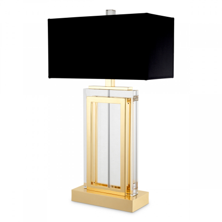   Lampă de masă Arlington cu finisaj de cristal aurit, inclusiv abajur negru 109973 EICHHOLTZ [1]