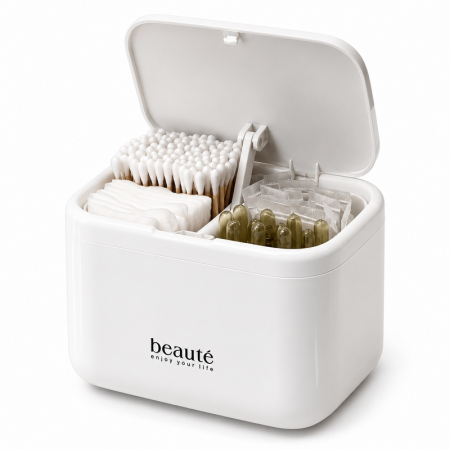 Produse - Recipient pentru bețișoare Beauty 12,7x9x9,7 cm, Alb - SHP
