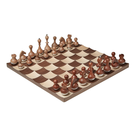 Produse - Șahuri Wobble 41x41x8 cm, Lemn de Nuc și Oțel Inoxidabil Nuc - Umbra
