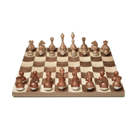 Șahuri Wobble 41x41x8 cm, Lemn de Nuc și Oțel Inoxidabil Nuc - Umbra [1]