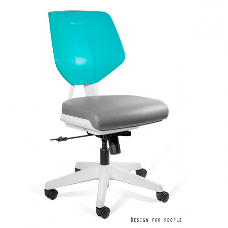 Scaun ajustabil gri/verde Kaden Low, spatar plastic, sezut piele ecologica, cu roti, 1167N3-GREY/GREY - Unique [2]