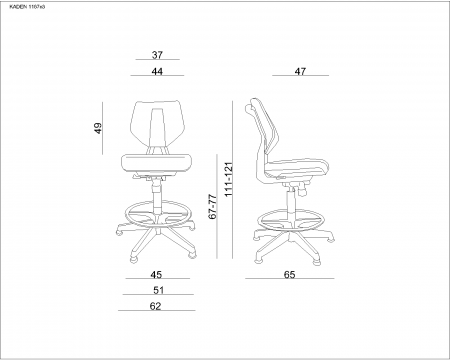 Scaun ajustabil gri/verde Kaden, spatar plastic, sezut piele ecologica, 1167N2D2-GREY/GREY - Unique [4]