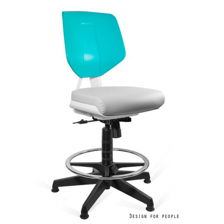 Scaun ajustabil gri/verde Kaden, spatar plastic, sezut piele ecologica, 1167N2D2-GREY/GREY - Unique [2]