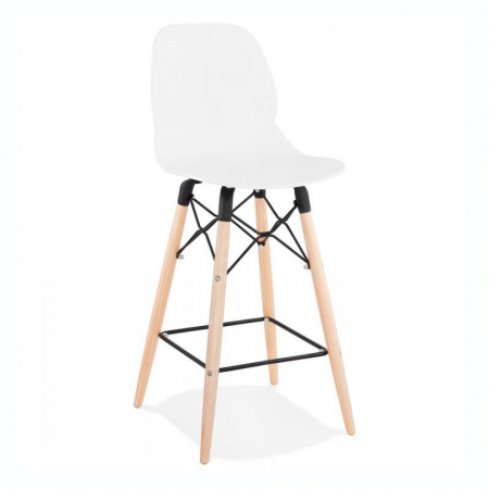 Scaune de bar - Scaun alb bar Mordor premium stil scandinav, picioare lemn masiv / polipropilena, BS02250WH - Kokoon
