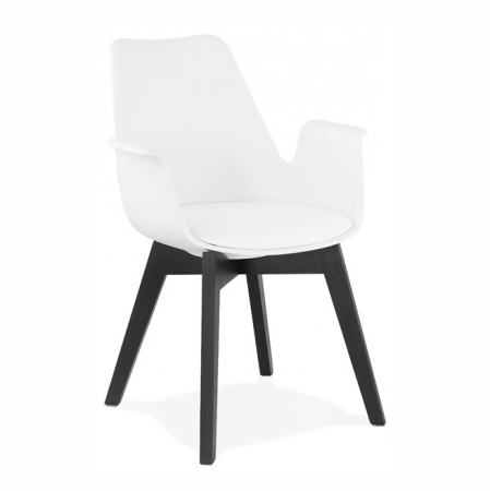 Scaune - Scaun alb Huber design scandinav, polipropilena, picioare negre lemn, AC02730WHBL - Kokoon