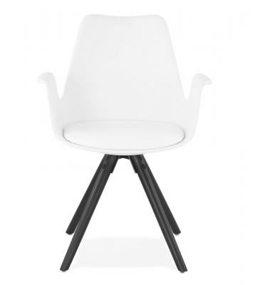 Scaune - Scaun alb Rio design scandinav, picioare negre lemn, K AC02690WHBL - Kokoon