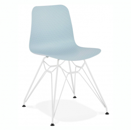 Scaune - Scaun albastru de design Mikko picioare albe otel / polipropilena, CH01970BUWH - Kokoon