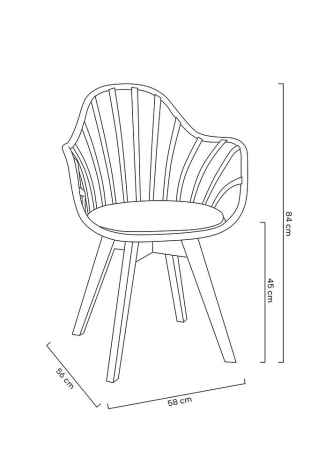 Scaun Albert Arm 58x56x84 cm, Polipropilenă și Piele Ecologică Negru - MODESTO [7]