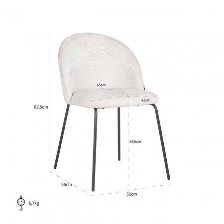 Scaun Alyssa cream fusion (Fusion cream 02), S4583 CREAM FUSION - Richmond Interiors [4]