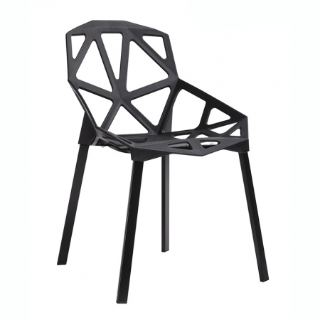 Scaune - Scaun Argus design geometric, alb/negru, polipropilena, picioare metalice, C1023.BLACK - King