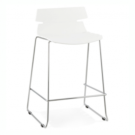 Scaune de bar - Scaun bar alb modern Reny II polipropilena, picioare subtiri crom otel, BS01330WH - Kokoon