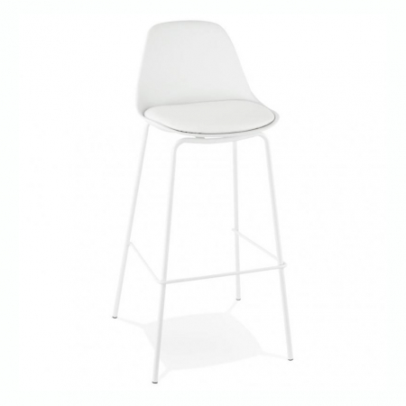 Scaune de bar - Scaun bar alb Organic premium, picioare albe subtiri otel, polipropilena / piele ecologica, BS01430WH - Kokoon