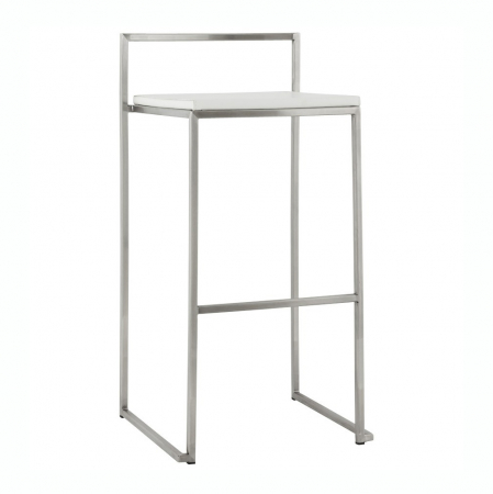 Scaune de bar - Scaun bar alb piele ecologica Meto structura patrata otel inoxidabil, BS00120WH - Kokoon
