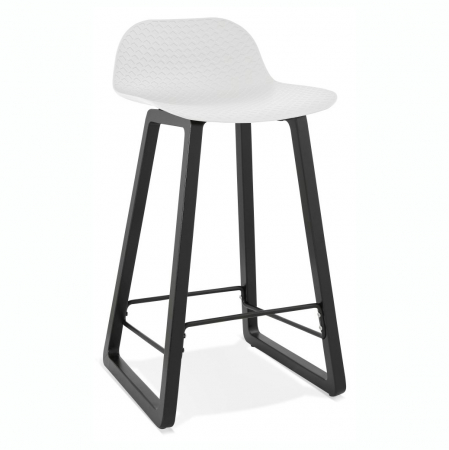 Scaune de bar - Scaun bar alb premium Joey fara brate, picioare negre lemn, sezut polipropilena, BS01680WH - Kokoon