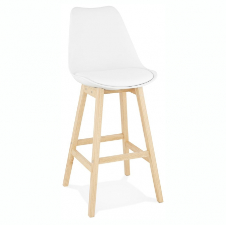 Scaune de bar - Scaun bar alb Roi premium stil scandinav, polipropilena / sezut tapitat piele ecologica / picioare lemn masiv, BS01870WHNA - Kokoon
