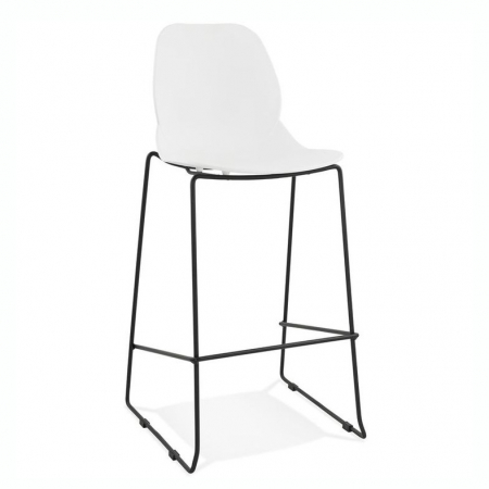 Scaune de bar - Scaun bar alb Ziggy premium cu spatar inalt, picioare negre subtiri otel / polipropilena, BS01720WHBL - Kokoon