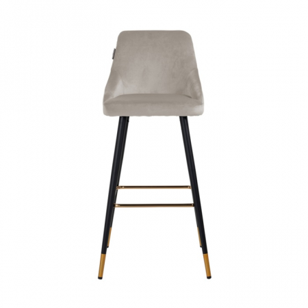 Scaun bar catifea premium negru/bej/gri Arvi picioare negre metal cu capace protectie aurii, S4476 BLACK VELVET - Richmond Interiors [5]