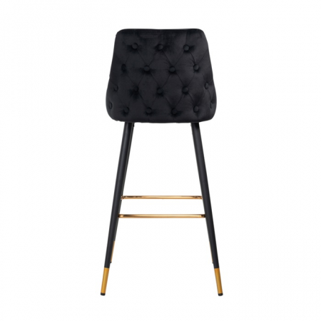 Scaun bar catifea premium negru/bej/gri Arvi picioare negre metal cu capace protectie aurii, S4476 BLACK VELVET - Richmond Interiors [3]