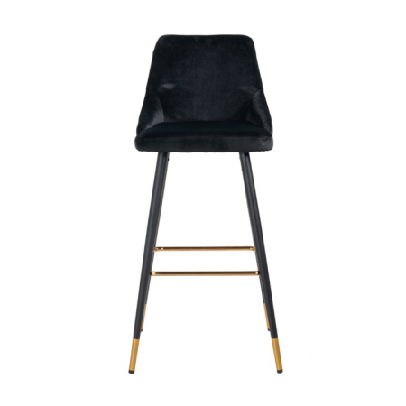 Scaun bar catifea premium negru/bej/gri Arvi picioare negre metal cu capace protectie aurii, S4476 BLACK VELVET - Richmond Interiors [2]