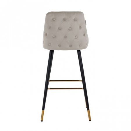 Scaun bar catifea premium negru/bej/gri Arvi picioare negre metal cu capace protectie aurii, S4476 BLACK VELVET - Richmond Interiors [9]
