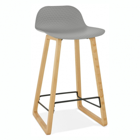 Scaune de bar - Scaun bar gri premium Astoria fara brate, picioare lemn masiv natur / polipropilena, BS01660GR - Kokoon