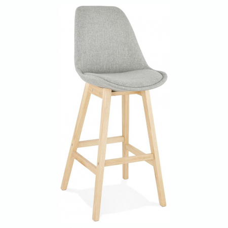 Scaune de bar - Scaun bar gri tapitat Louis premium, stil scandinav, material textil / picioare lemn masiv, BS01910GRNA - Kokoon