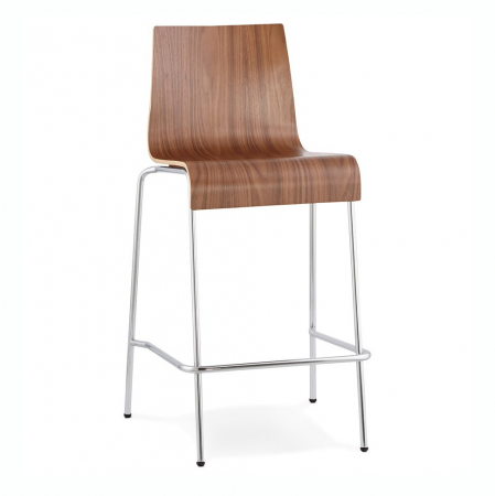 Scaune de bar - Scaun bar lemn curbat nuc Cobe II, design premium, picioare subtiri metal crom, BS01250WA - Kokoon