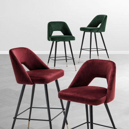 Scaun bar lux Avorio 65 cm catifea diverse culori, picioare negre cu auriu | Eichholtz - 112053 [3]