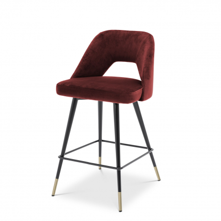 Scaun bar lux Avorio 65 cm catifea diverse culori, picioare negre cu auriu | Eichholtz - 112053 [0]