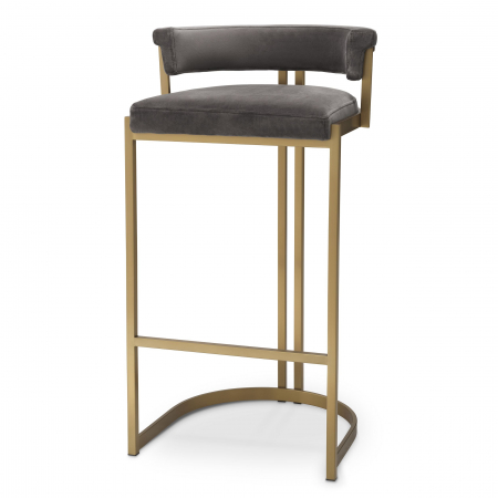 Scaune de bar -   Scaun de bar Dante finisaj bronz periat catifea gri savona 115838 EICHHOLTZ