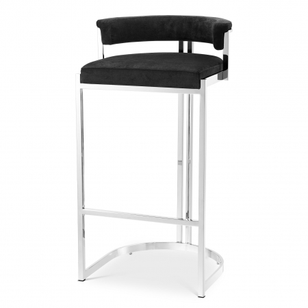 Scaune de bar - Scaun bar lux Dante 77 cm catifea neagra, picioare argintii otel | Eichholtz - 111660
