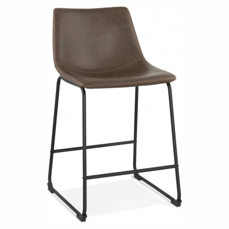 Scaune de bar - Scaun bar maro piele ecologica Earth II premium fara brate, picioare negre subtiri otel, BS01780BR - Kokoon