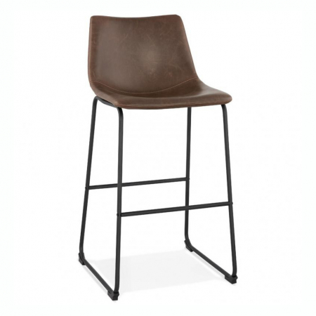 Scaune de bar - Scaun bar maro tapitat piele ecologica Earth premium, picioare negre subtiri otel, BS01790BR - Kokoon
