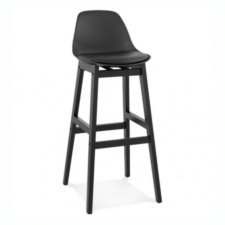 Scaune de bar - Scaun bar negru Daily premium stil scandinav, picioare negre lemn, polipropilena / piele ecologica, BS01750BLBL - Kokoon