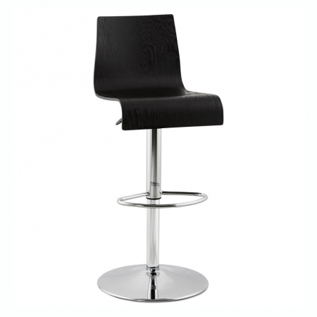 Scaune de bar - Scaun bar negru lemn indoit Madeira Premium, inaltime reglabila, picior metal crom, BS00910BL - Kokoon