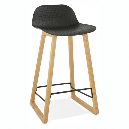 Scaune de bar - Scaun bar negru premium Astoria fara brate, stil scandinav, picioare lemn masiv natur / polipopilena, BS01630BL - Kokoon