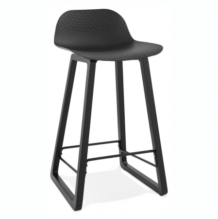 Scaune de bar - Scaun bar negru premium Joey fara brate, picioare negre lemn masiv, sezut polipropilena, BS01640BL - Kokoon