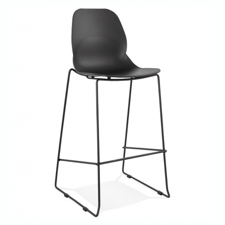 Scaune de bar - Scaun bar negru Ziggy premium cu spatar inalt, picioare negre subtiri otel, polipropilena, BS01700BLBL - Kokoon