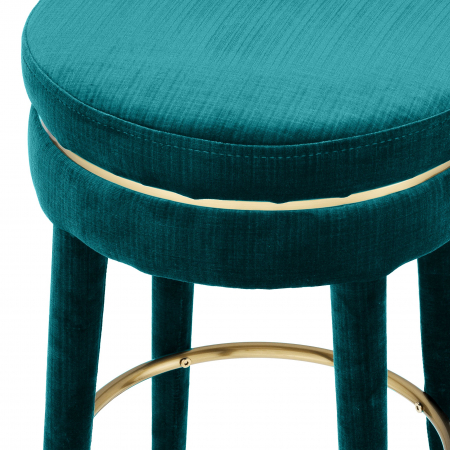Scaun bar rotund fara brate Parisian 78 cm catifea albastra/verde, detalii aurii | Eichholtz - 113719 [3]