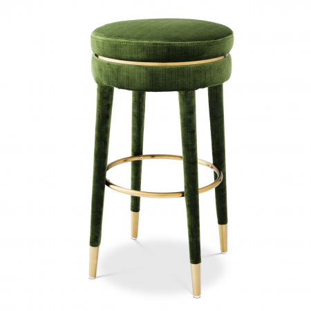 Scaune de bar - Scaun bar rotund fara brate Parisian 78 cm catifea albastra/verde, detalii aurii | Eichholtz - 113720