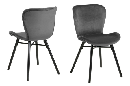 Produse - Scaun Batilda 1A 47x53x82,5 cm, Lemn de Cauciuc Gri Închis Negru - Actona