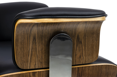 Scaun birou directorial lux Business, piele italiana neagra, lemn nuc, baza metalica, YS-6809.BLACK.WALNUT - King [5]