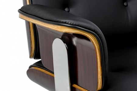 Scaun birou directorial lux Business, piele italiana neagra, lemn nuc/frasin,trandafir, baza metalica, YS-6809.BLACK.WALNUT - King [21]
