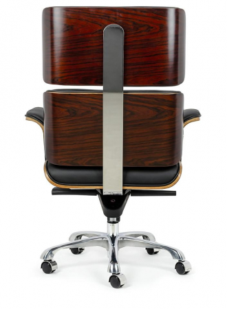 Scaun birou directorial lux Business, piele italiana neagra, lemn nuc/frasin,trandafir, baza metalica, YS-6809.BLACK.WALNUT - King [20]