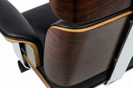 Scaun birou directorial lux Business, piele italiana neagra, lemn nuc/frasin,trandafir, baza metalica, YS-6809.BLACK.WALNUT - King [22]