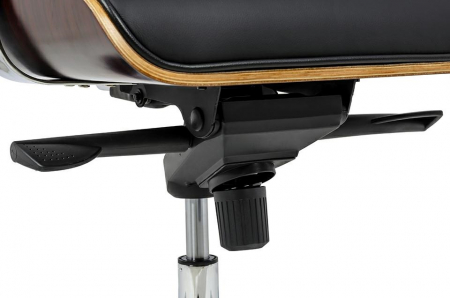Scaun birou directorial lux Business, piele italiana neagra, lemn nuc/frasin,trandafir, baza metalica, YS-6809.BLACK.WALNUT - King [23]