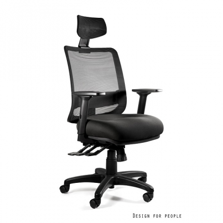 Scaune de birou - Scaun birou diverse culori Saga Plus, spatar si tetiera tip mesh, sezut material textil, inaltime, adancime si cotiere reglabile, baza plastic, 1219-B-SM01-BL418 - Unique
